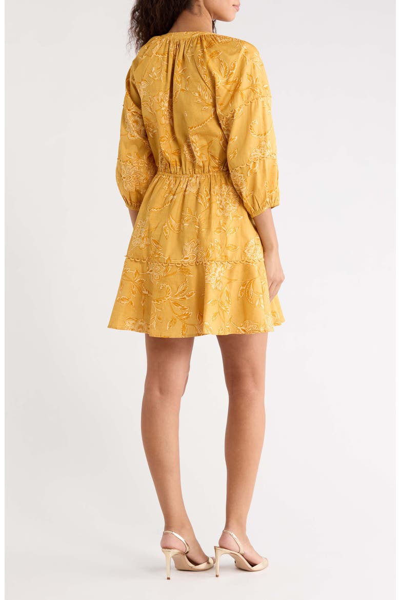 Dabria Floral Tiered Cotton Minidress, Alternate, color, MUSTARD