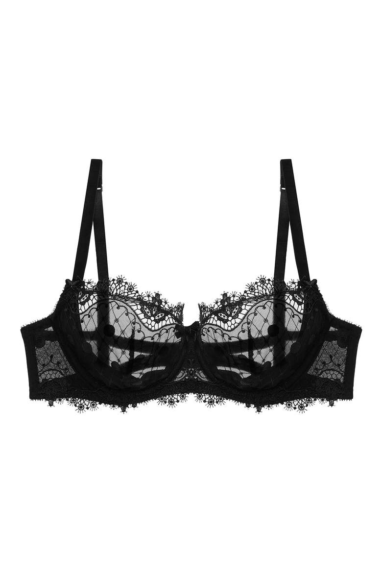 Vedette Underwire Balconette Bra, Alternate, color, BLACK
