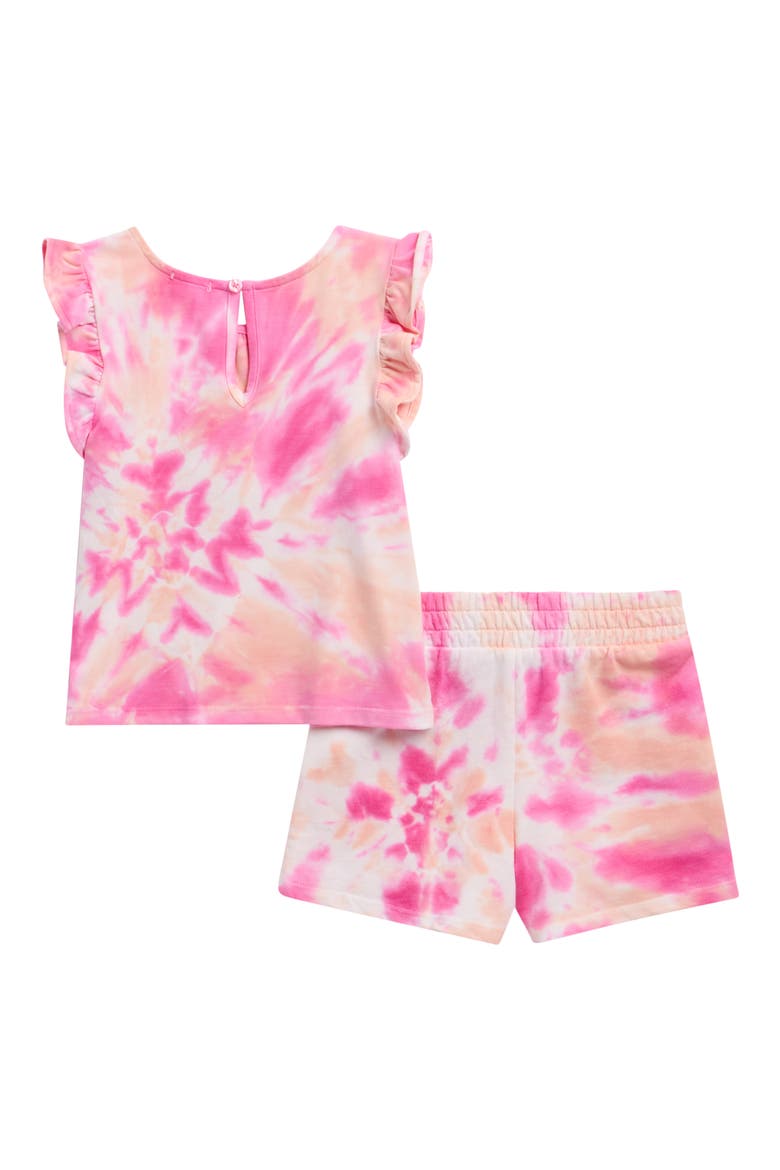 Kids' Hibiscus Tie Dye Flutter Sleeve Top & Shorts Set, Alternate, color, HIBISCUS TIE DYE