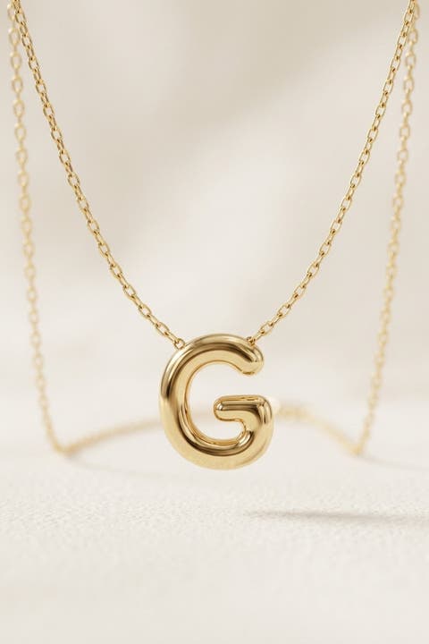 14K Gold Letter Initial Pendant Necklace