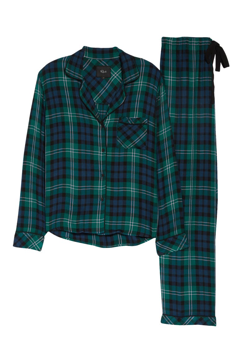 Clara Plaid Pajamas, Alternate, color, MIDNIGHT EMERALD BLUE