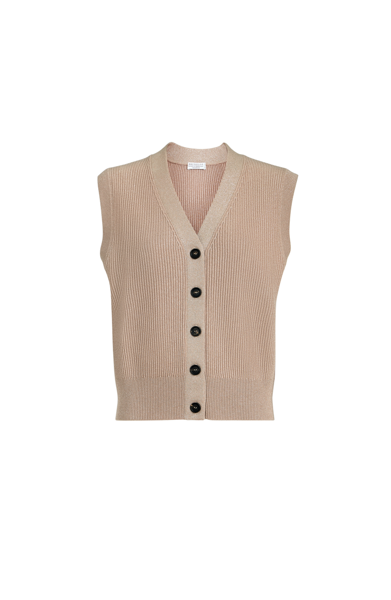 Brunello Cucinelli Cashmere knit vest, Main, color, Light Brown