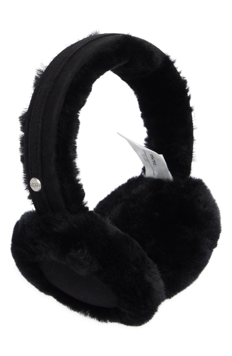 UGG<sup>®</sup> Classic Single Genuine Shearling Earmuffs, Main, color, Black