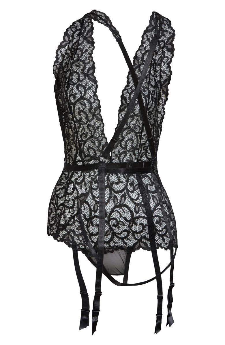 Oh La La Cheri Lace Teddy with Garter Straps, Alternate, color, 