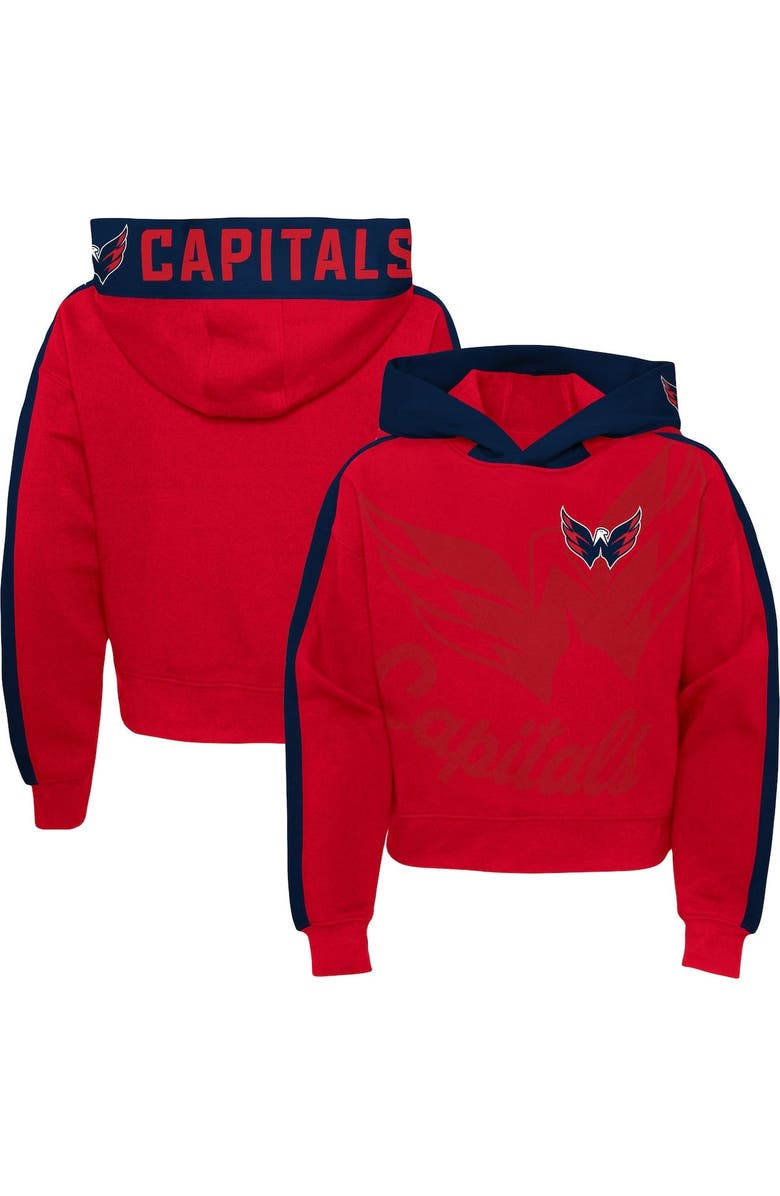 Outerstuff Girls Youth Red Washington Capitals Record Setter Pullover Hoodie, Main, color, Red