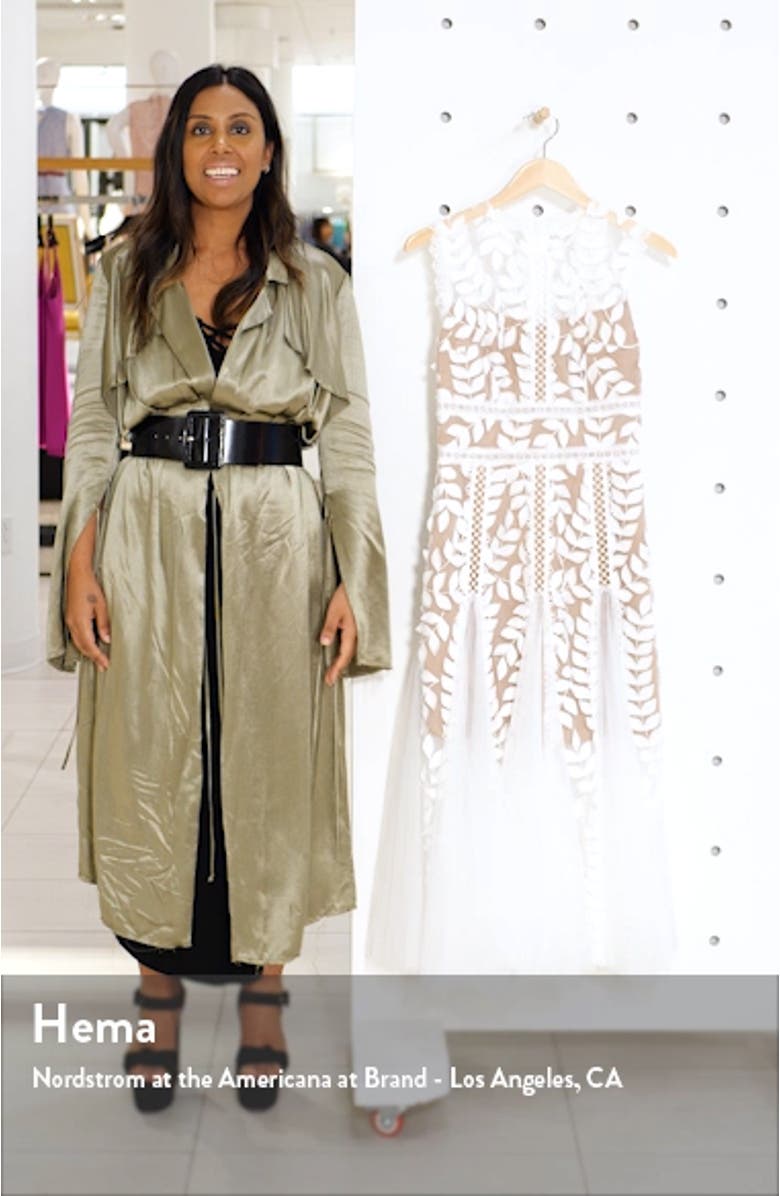 Saba Leaf Appliqué Lace Midi Dress, sales video thumbnail