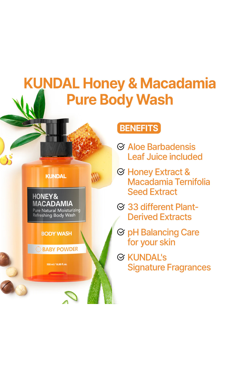 KUNDAL Honey & Macadamia Pure Body Wash - Baby Powder, Alternate, color, Orange