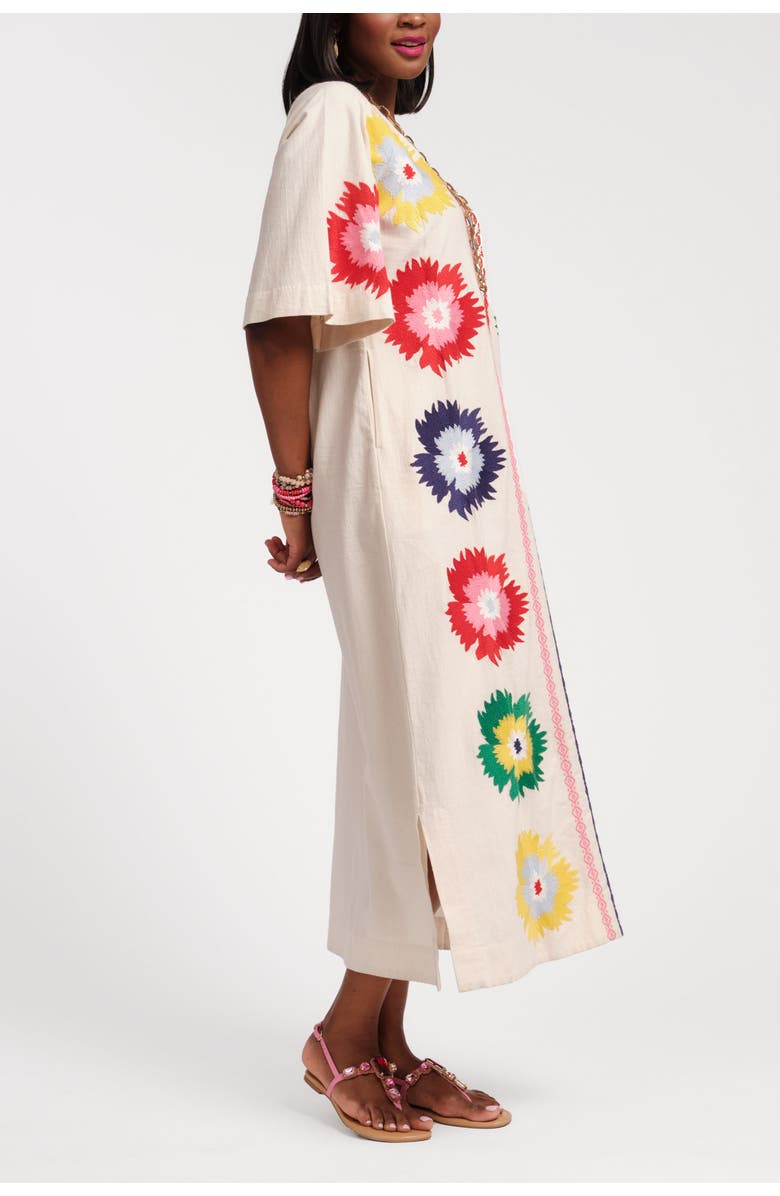 Frances Valentine Charming Caftan Maxi Fireflower, Alternate, color, Oyster/Multi