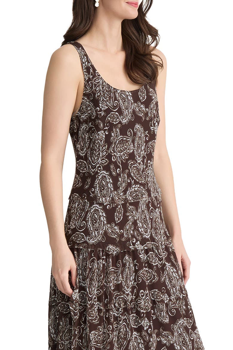 Paisley Print Chiffon Maxi Dress, Alternate, color, FUDGE/ WHITE SAND MULTI