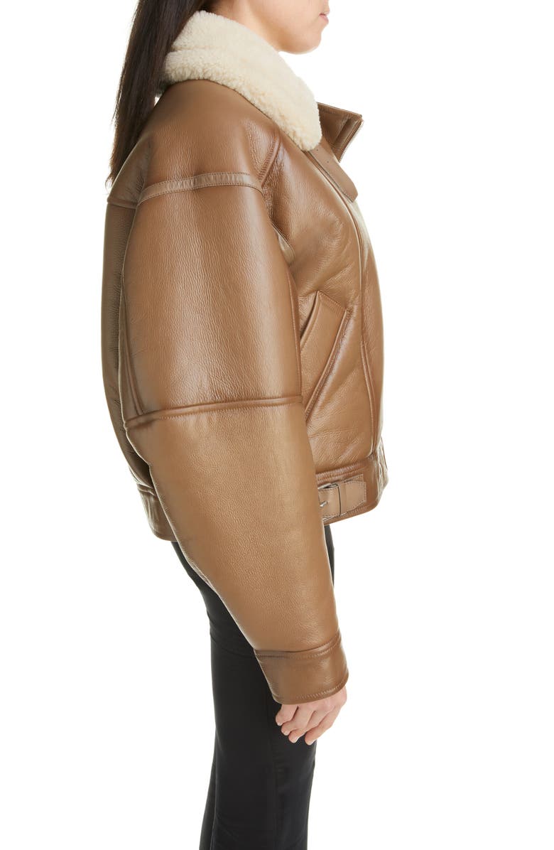 Acne Studios Genuine Shearling Moto Jacket, Alternate, color,