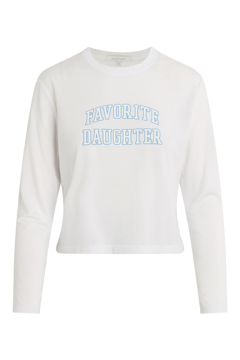 The Cropped Collegiate Long Sleeve Graphic T-Shirt, Alternate, color, WHITE/ LIGHT BLUE