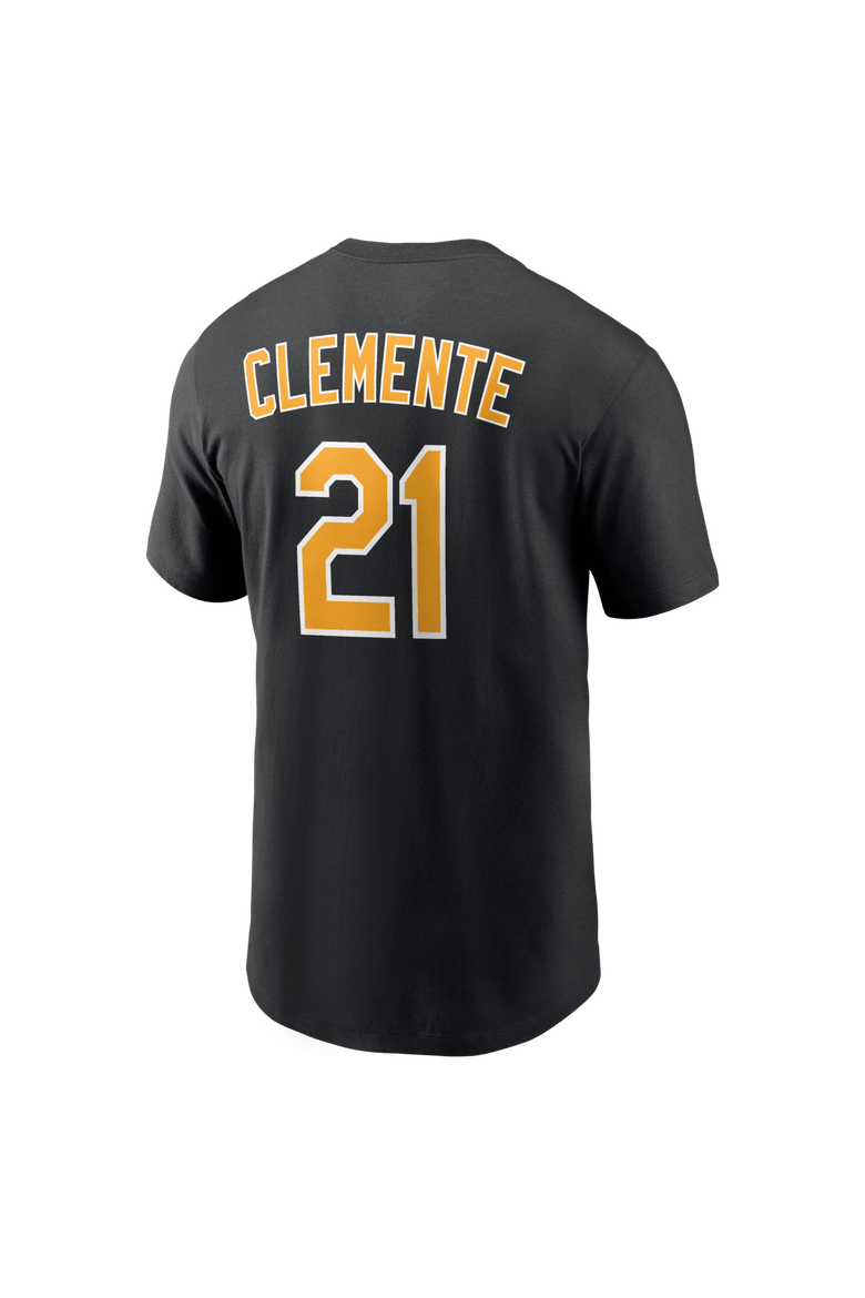 Men's Nike Roberto Clemente Black Pittsburgh Pirates Cooperstown Collection Name & Number T-Shirt, Alternate, color, Black