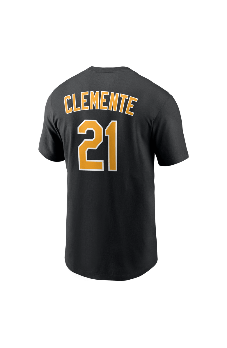 Nike Men's Nike Roberto Clemente Black Pittsburgh Pirates Cooperstown Collection Name & Number T-Shirt, Alternate, color, Black