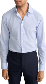 Eton Slim Fit Check Stretch Jersey Dress Shirt