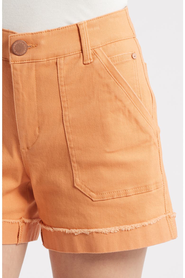 Frayed Patch Pocket High Waist Twill Shorts (Nordstrom Exclusive), Alternate, color, AUTUMN SUNSET