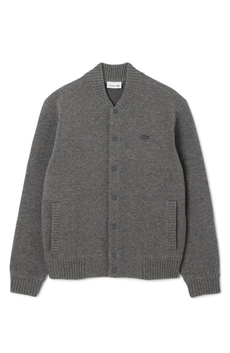 Lacoste Double Face Wool Blend Bomber Jacket, Alternate, color, Pitch Chine