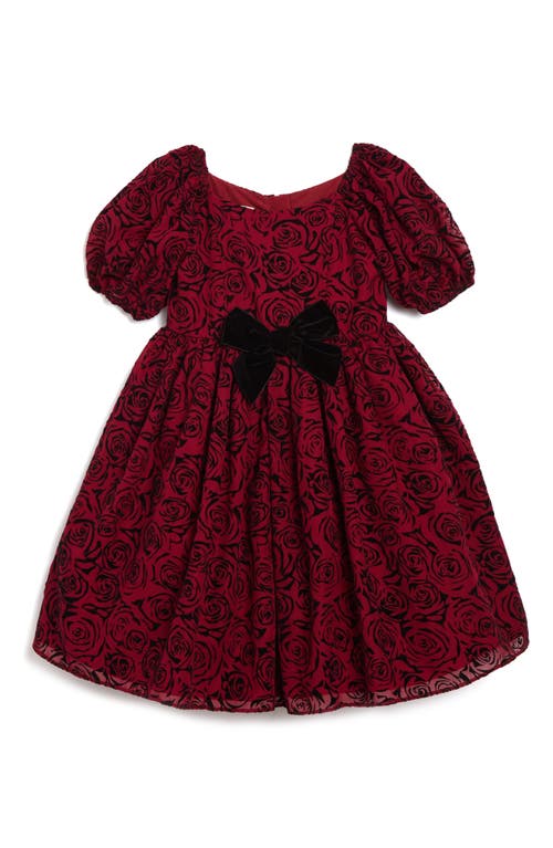 Pippa & Julie Kids' Emilia Flocked Rose Party Dress in Red  product