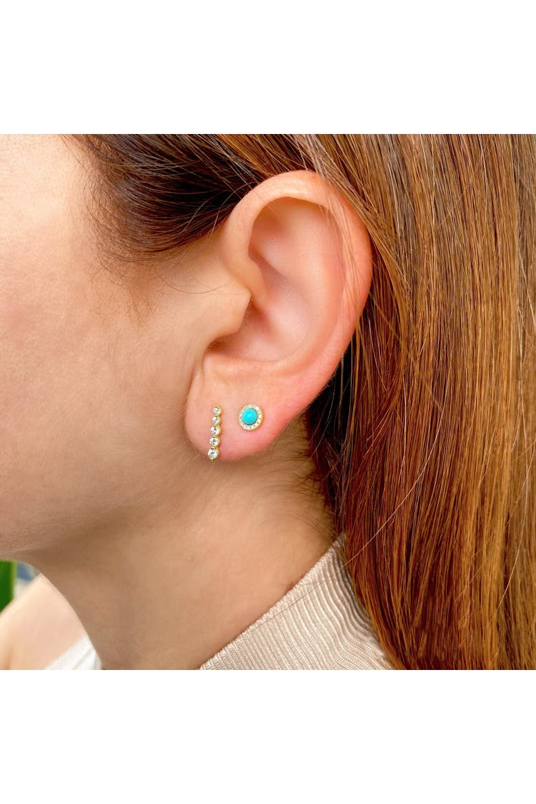 Diamond & Turquoise Stud Earrings 14K, Alternate, color, 0.33ct,Yellow Gold