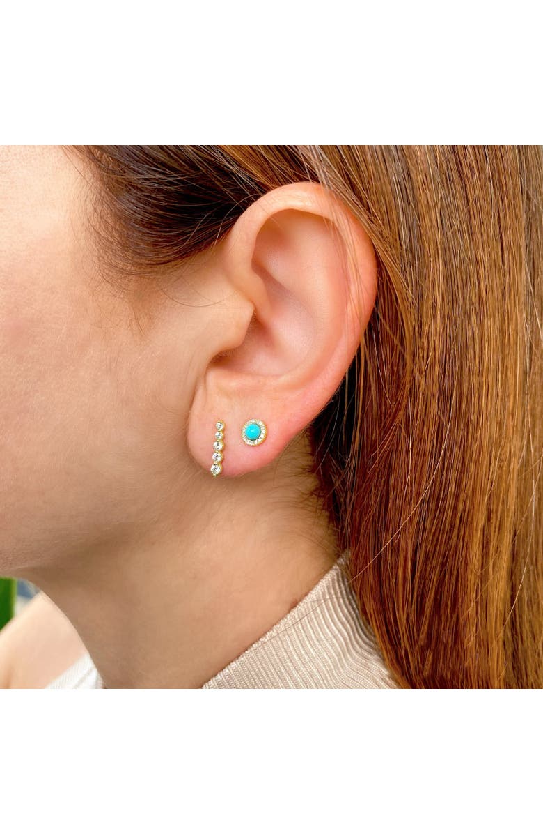 ALLUREZ Diamond & Turquoise Stud Earrings 14K, Alternate, color, 0.33Ct,Yellow Gold