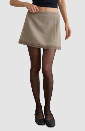 Motel Minya Lace Trim Miniskirt