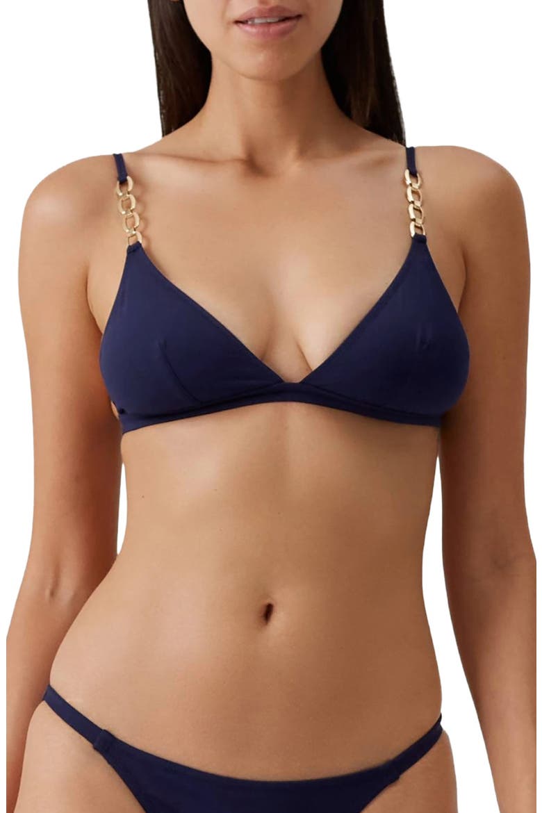 Mexico Chain Strap Bikini Top, Main, color, NAVY