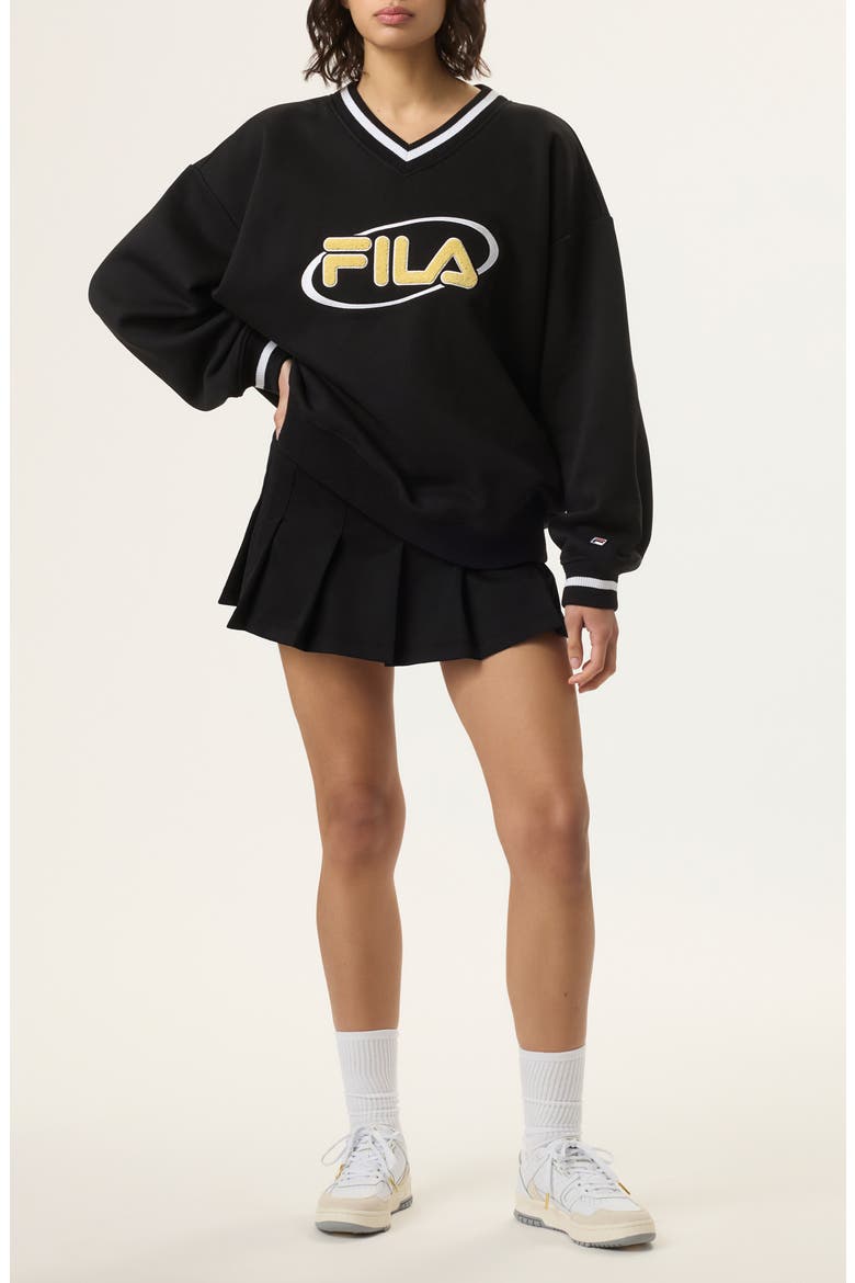 x Hailey V-Neck Sweatshirt, Alternate, color, BLACK/ POPCORN/ WHITE