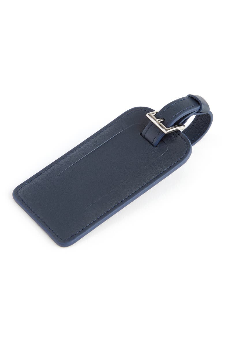 Personalized Leather Luggage Tag, Alternate, color, NAVY BLUE- DEBOSS