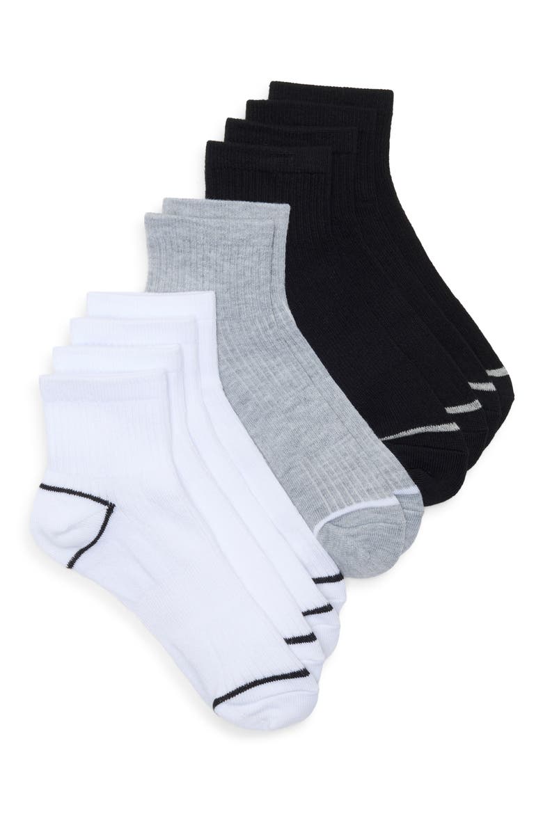Assorted 5-Pack Rib Quarter Socks, Alternate, color, WHITE MULTI PACK