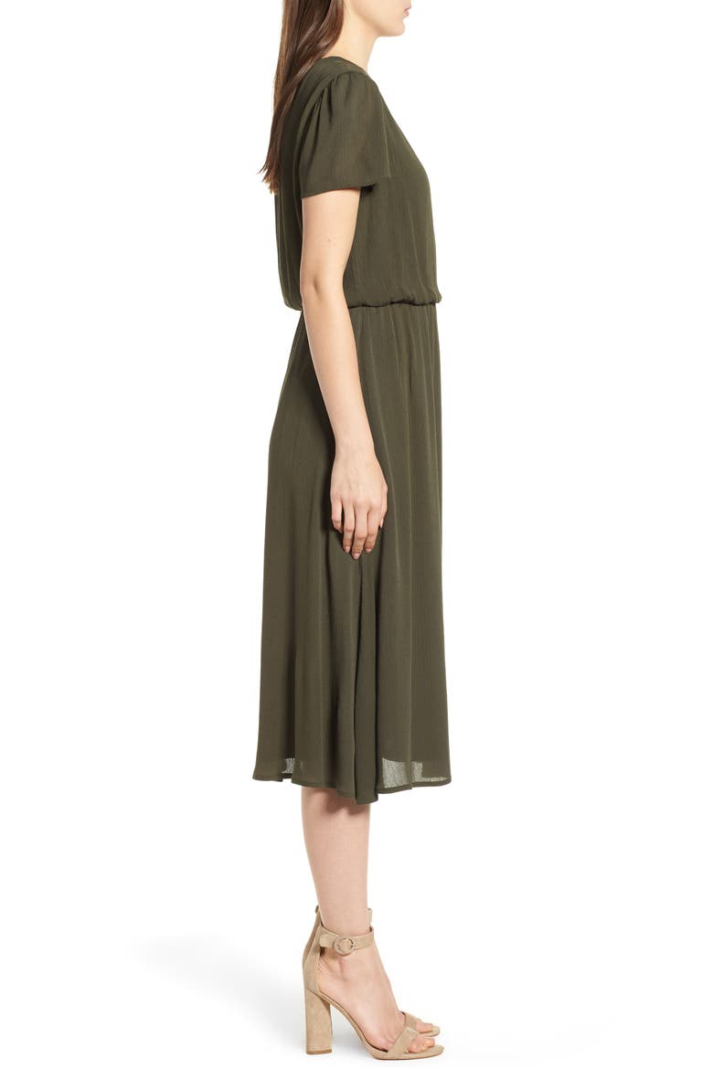 Blouson Dress, Alternate, color, ARMY GREEN