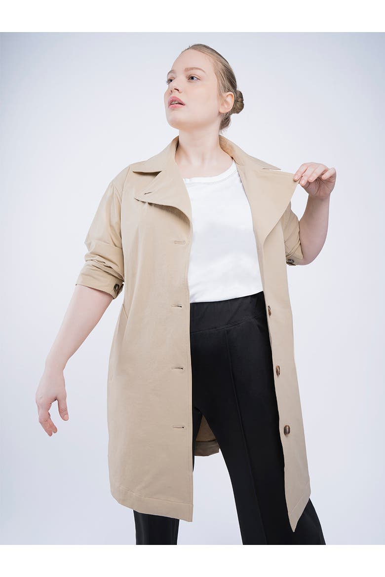Tech Twill Trench Coat Plus Size, Alternate, color, Stone