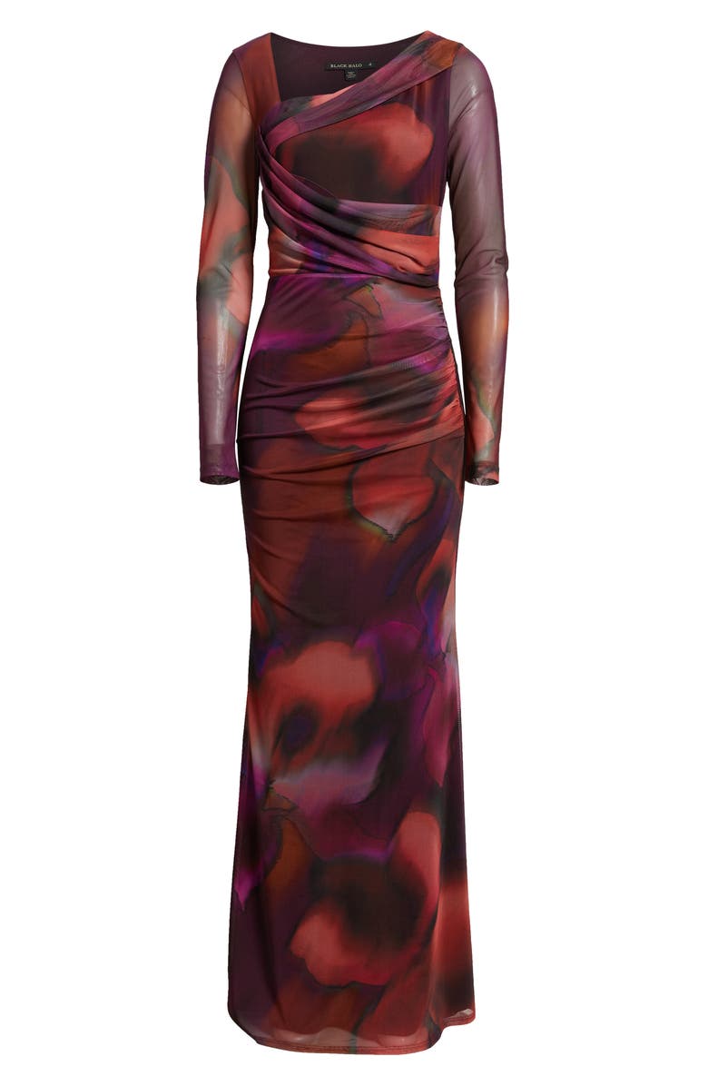 Black Halo Lazul Long Sleeve Maxi Dress, Alternate, color, Abstract Pasque Blossom