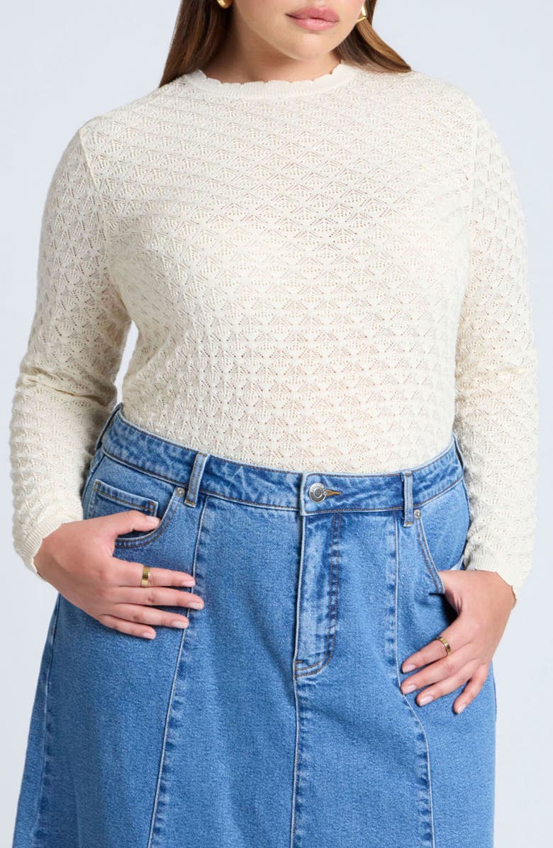 ELOQUII Open Stitch Sweater, Main, color, 