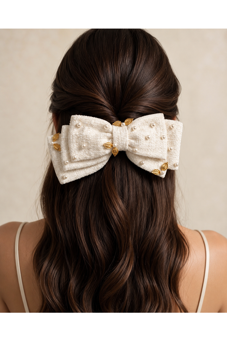 Chic Tweed Harmony Barrette, Alternate, color, White