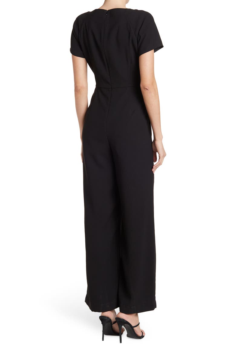 Keyhole Crepe Jumpsuit, Alternate, color, BLACK