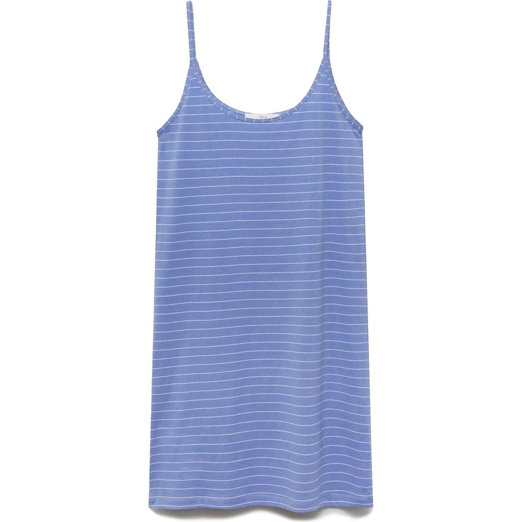 Mango Stripe Cotton Nightgown In Blue