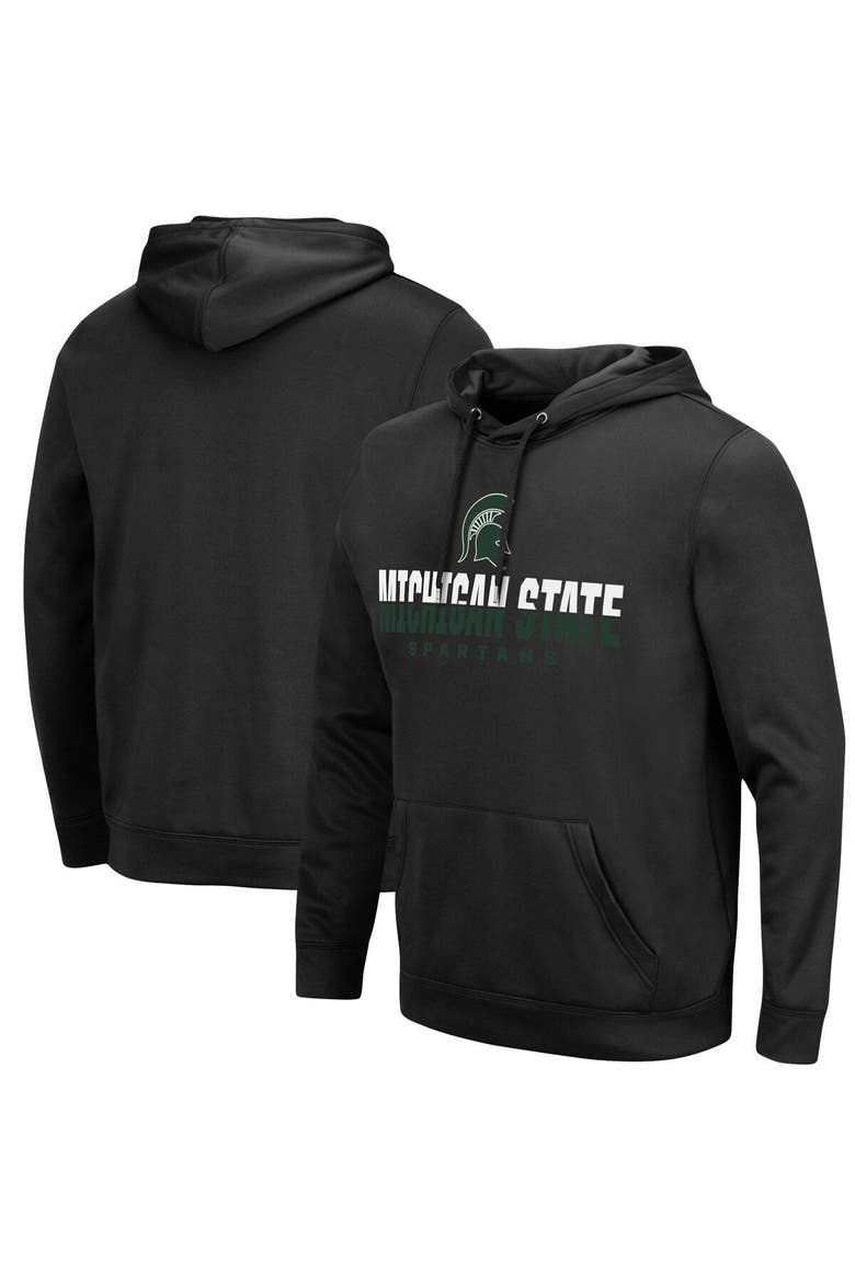 Men's Colosseum Black Michigan State Spartans Lantern Pullover Hoodie, Main, color, Black
