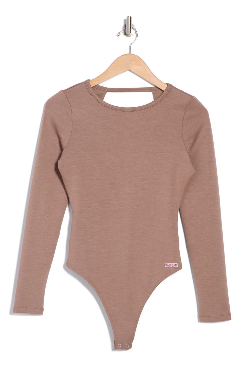 Scuba Knot Back Bodysuit, Alternate, color, DEEP TAUPE
