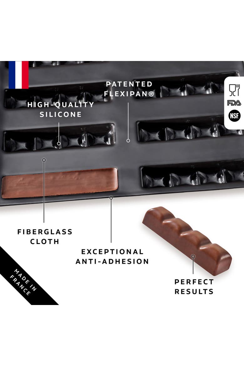 Flexipan 12 Chocolate Granola Bars Premium Silicone Baking Pan, Alternate, color, Black