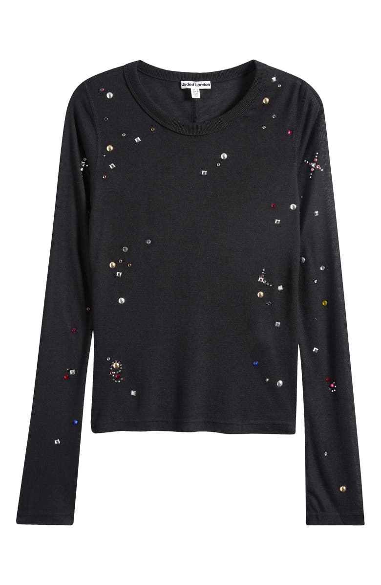 JADED LONDON Studded Long Sleeve Knit T-Shirt, Alternate, color, Black