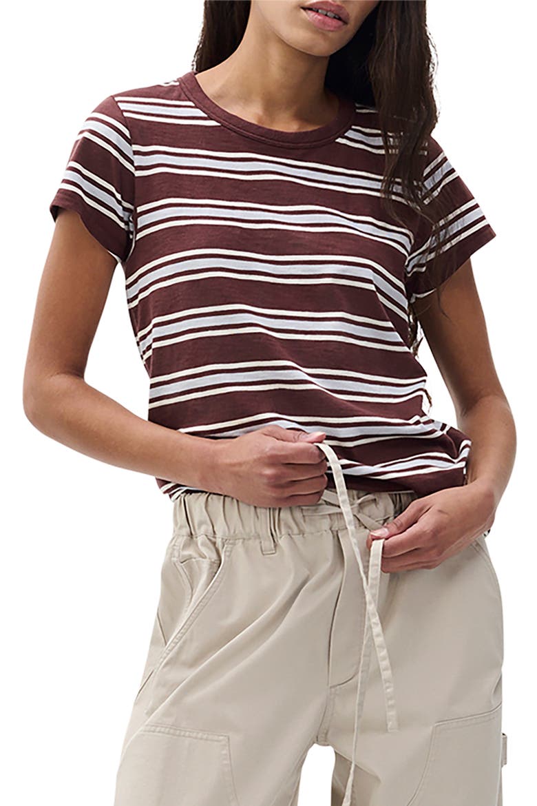 The Slub Stripe T-Shirt, Main, color, BROWN BLUE MULTI