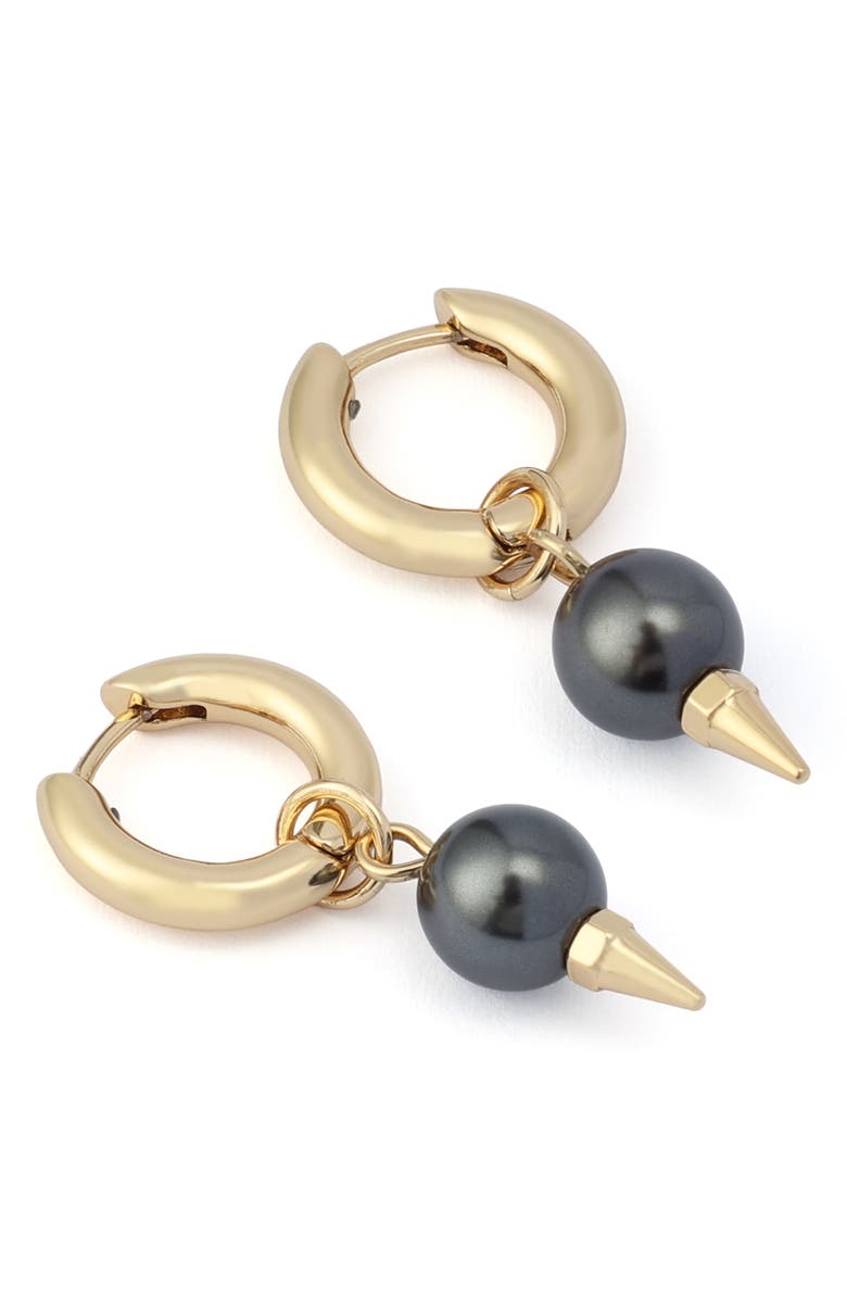 AllSaints Spike Drop Hoop Earrings, Alternate, color, Gold/ Grey Pearl