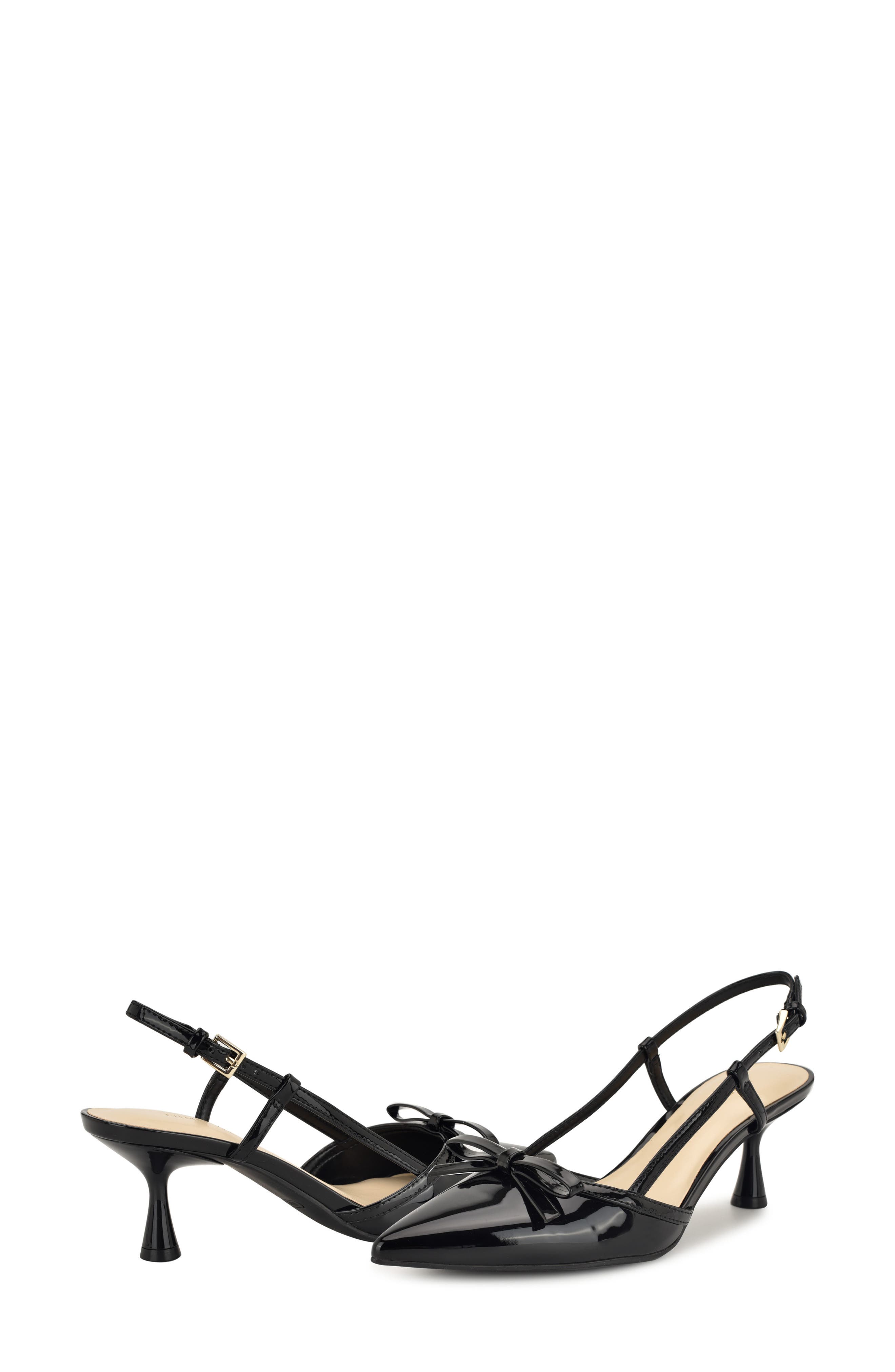 Nine West Reissa Slingback Pointed Toe Pump, Alternate, color, Black