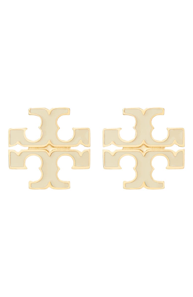 Tory Burch Small Icon Stud Earrings, Main, color, New Ivory