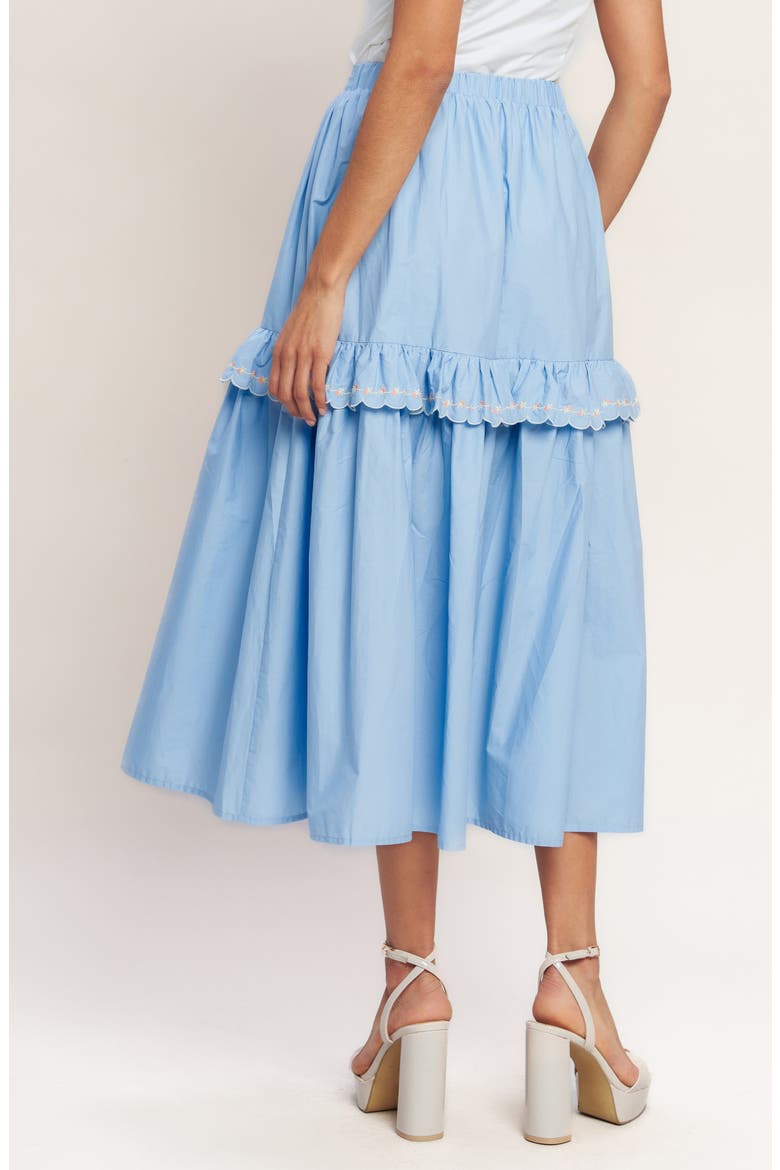 Embroidered Midi Skirt, Alternate, color, LIGHT BLUE