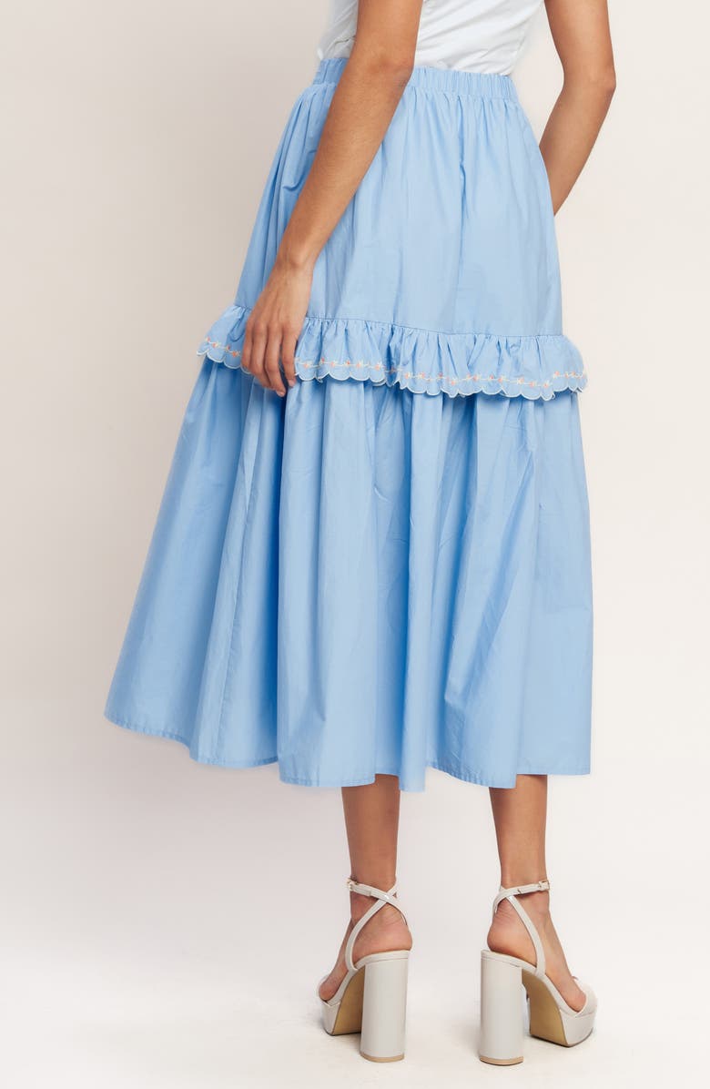 FLYING TOMATO Embroidered Midi Skirt, Alternate, color, Light Blue