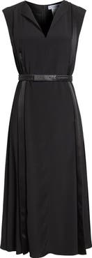 Max Mara Zannata Belted Matte Satin Midi Dress