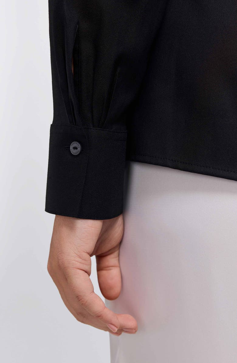 Foxcroft Shantel Ruffle Long Sleeve Top, Alternate, color, Black