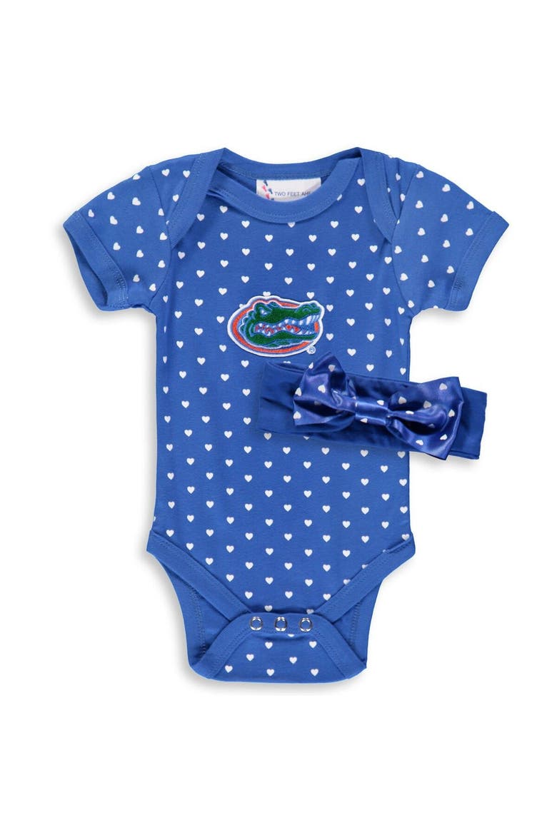 Girls Newborn & Infant Royal Florida Gators Hearts Bodysuit and Headband Set, Main, color, Royal