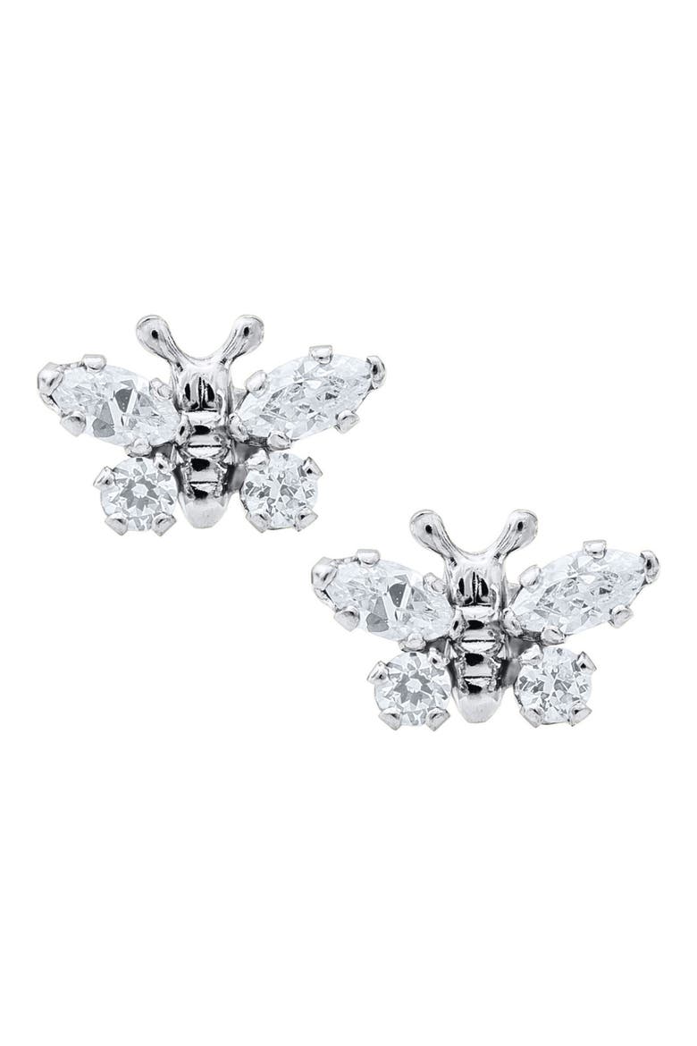 Butterfly Birthstone Sterling Silver Earrings, Main, color, APRIL