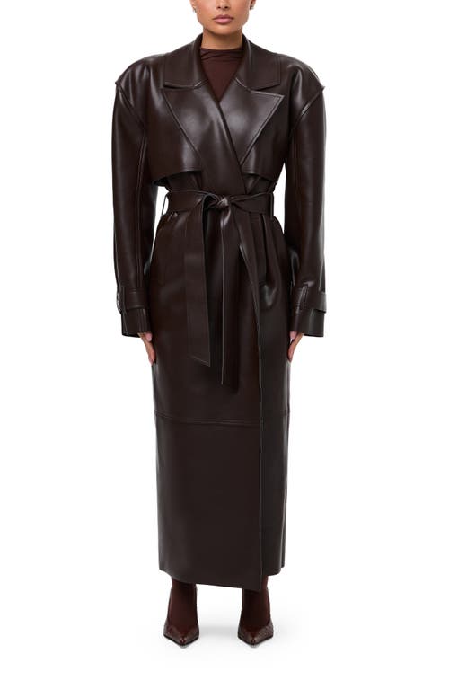Naked Wardrobe Faux Leather Trench Coat In Brown